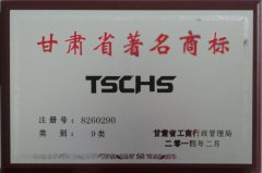 2013年我公司“TSCHS”等商标获得省著名商标、市